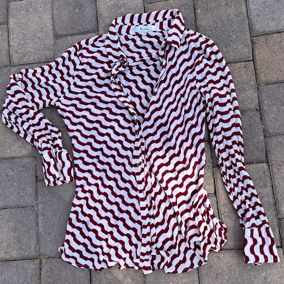 Striped S Line Blouse - Picture 1 of 2